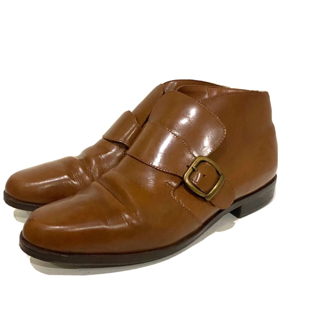 Nine West Women's 8 Brown Leather Monk Strap Ankle Boots Pointed Toe Dress Shoes